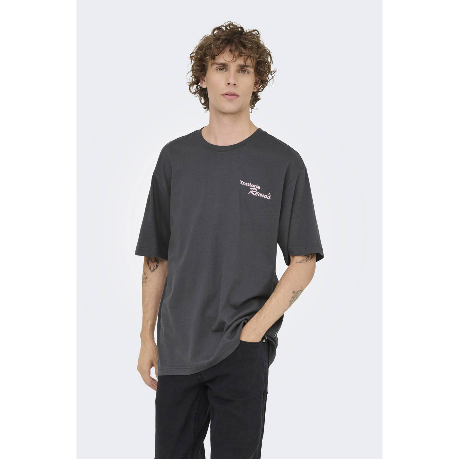 ONLY & SONS relaxed T-shirt antraciet