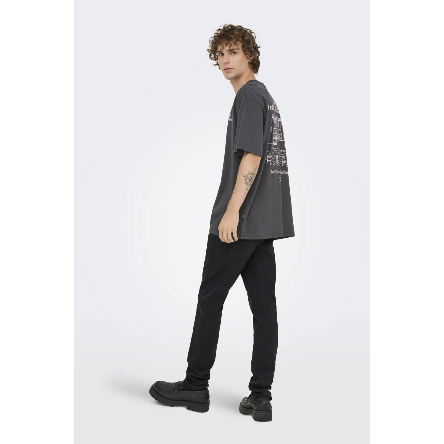 ONLY & SONS relaxed T-shirt antraciet
