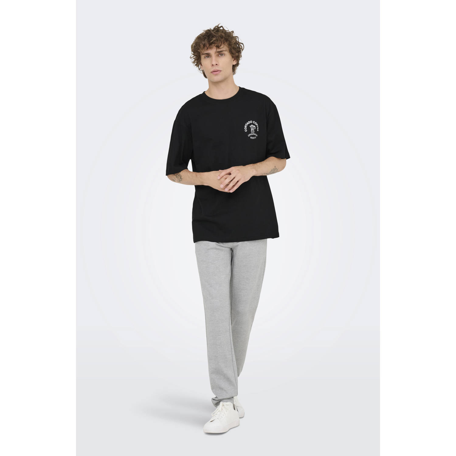 ONLY & SONS relaxed T-shirt zwart