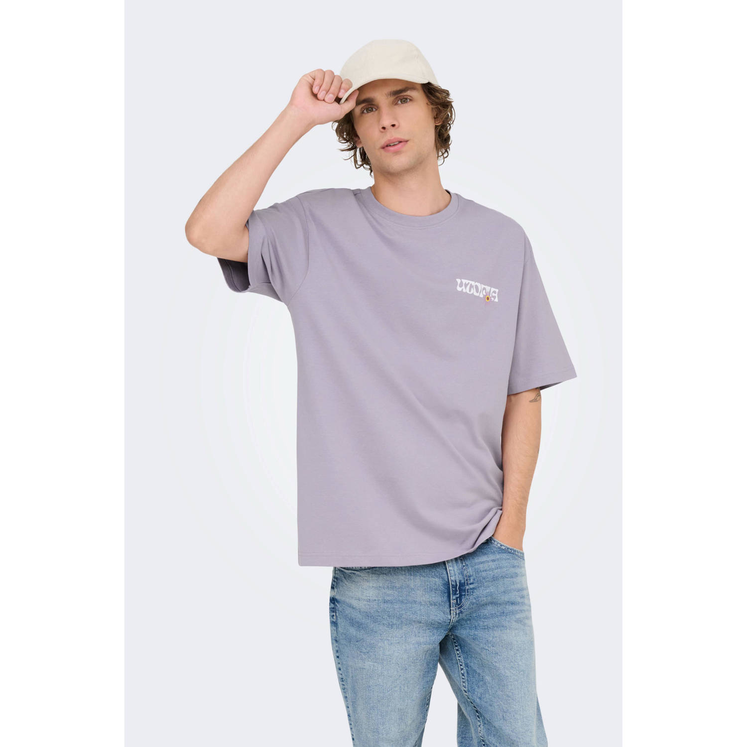 ONLY & SONS relaxed T-shirt paars