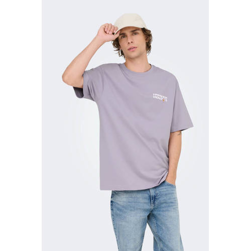 ONLY & SONS relaxed T-shirt paars afbeelding
