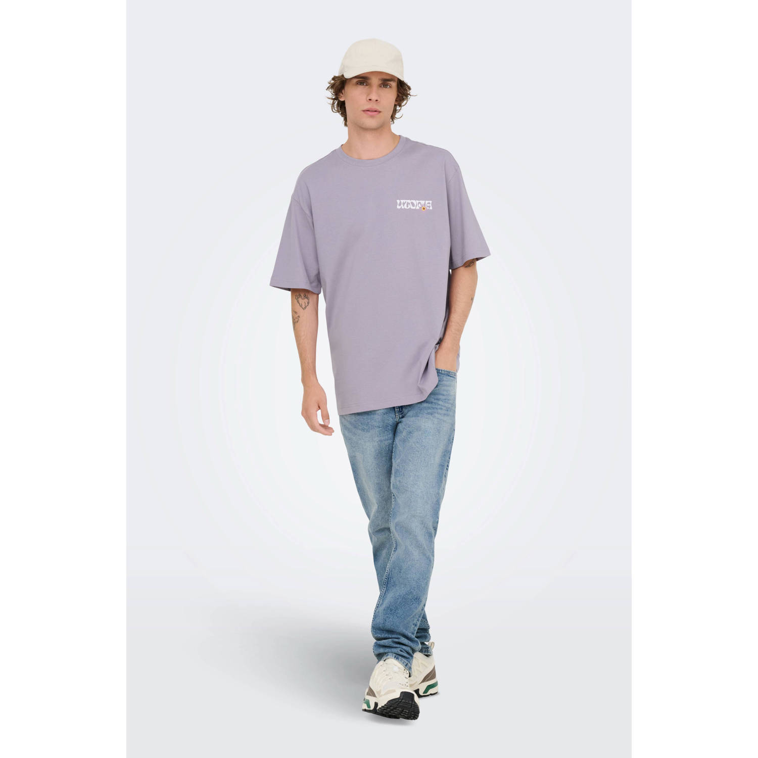 ONLY & SONS relaxed T-shirt paars