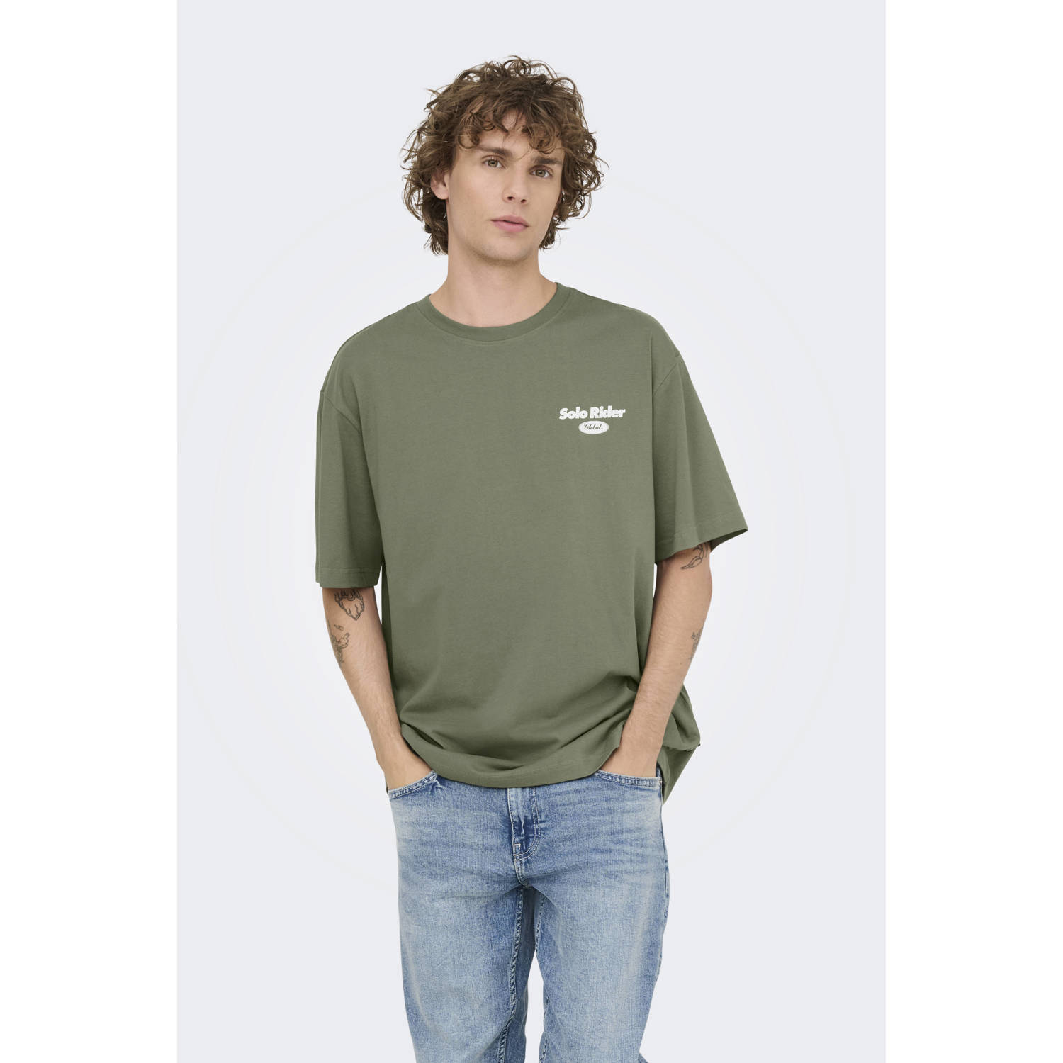 ONLY & SONS relaxed T-shirt groen