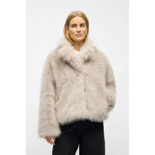 OBJECT faux fur jas beige afbeelding
