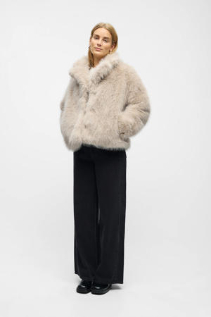 faux fur jas beige