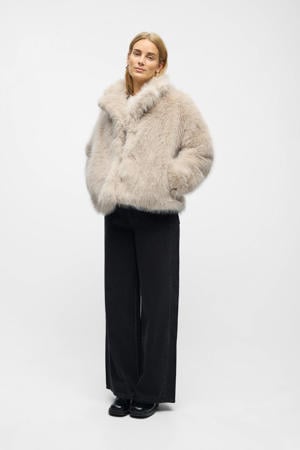 faux fur jas beige