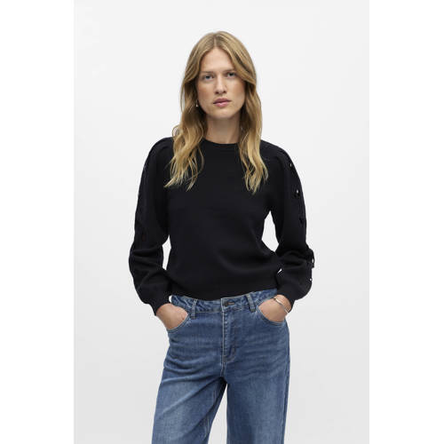 OBJECT pullover zwart broderie afbeelding