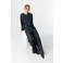 OBJECT wide leg regular waist casual broek met krijtstreep zwart