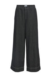 thumbnail: OBJECT wide leg regular waist casual broek met krijtstreep zwart