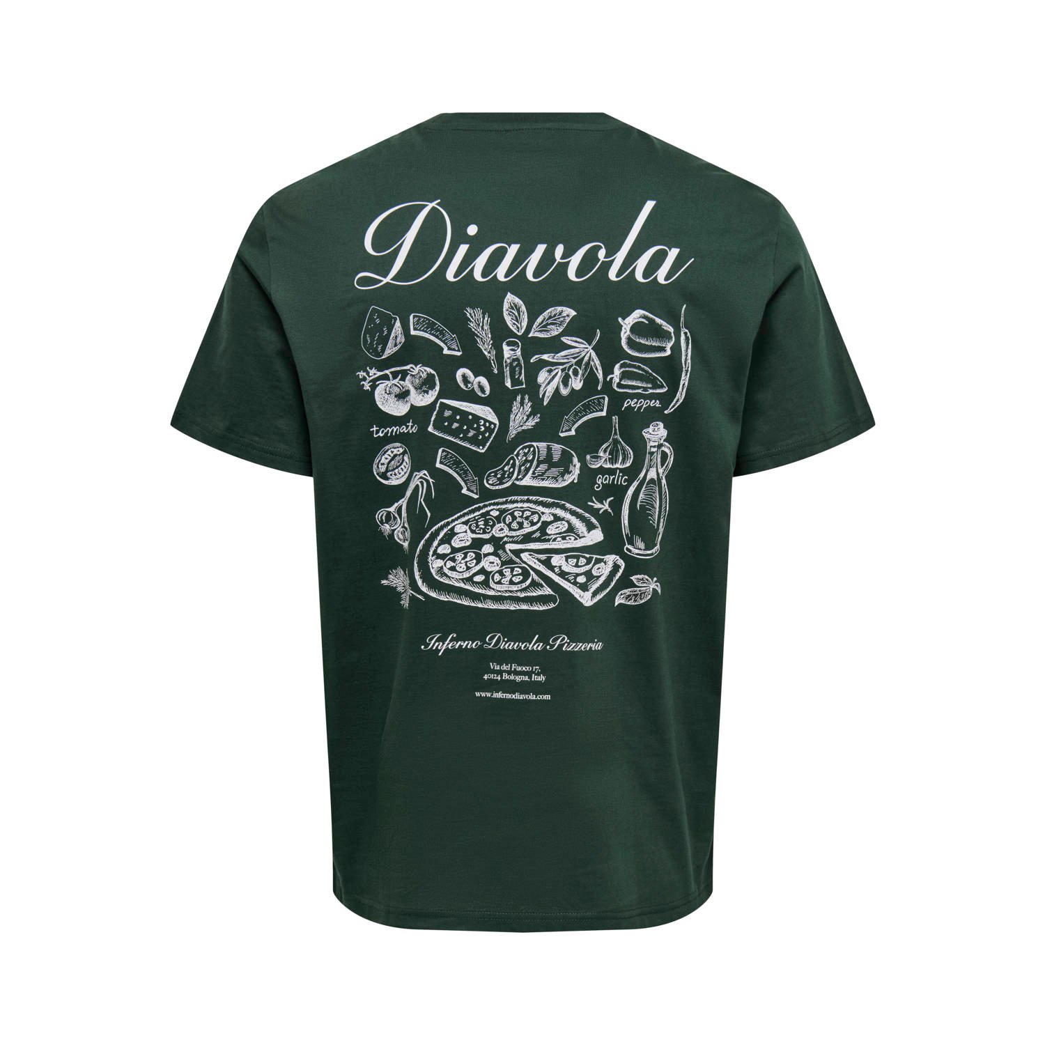 ONLY & SONS relaxed T-shirt donkergroen
