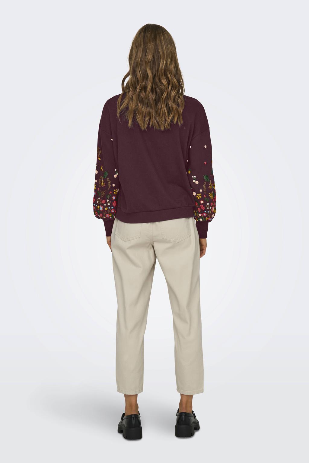 ONLY gebloemde sweater donkerrood