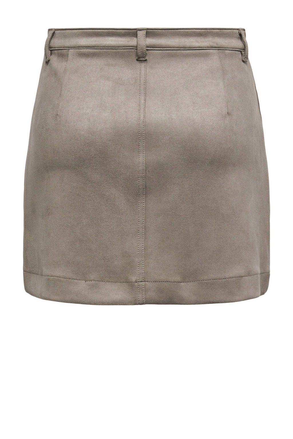 ONLY suede korte rok taupe kopen? Morgen in huis wehkamp