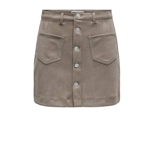 ONLY suede korte rok taupe afbeelding