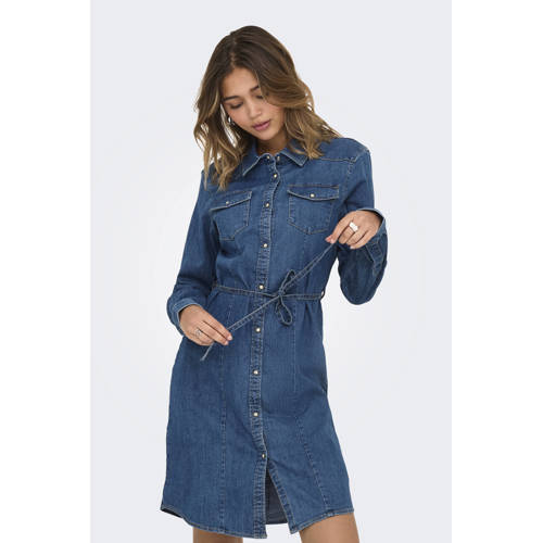 ONLY denim blousejurk medium blue denim afbeelding