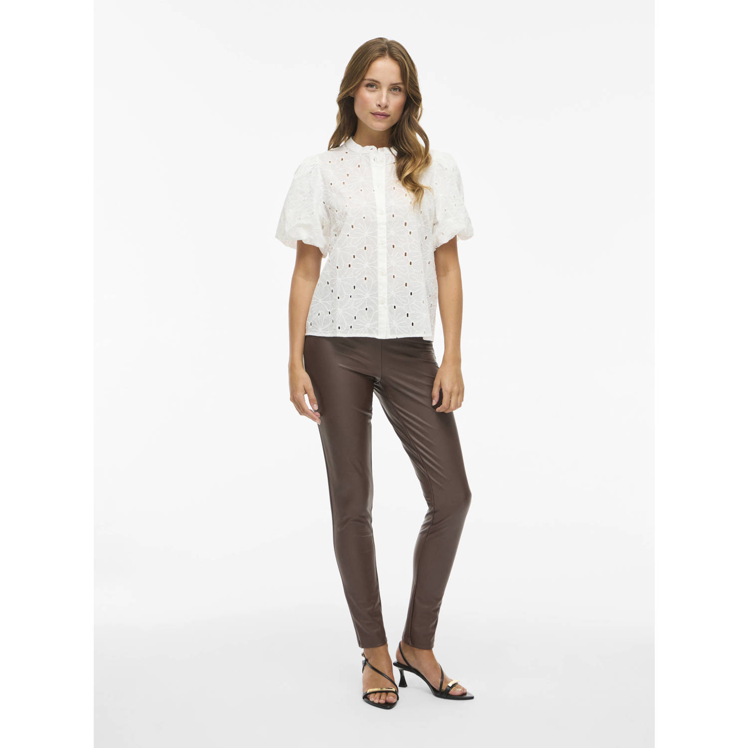 VILA imitatieleren skinny high waist legging bruin