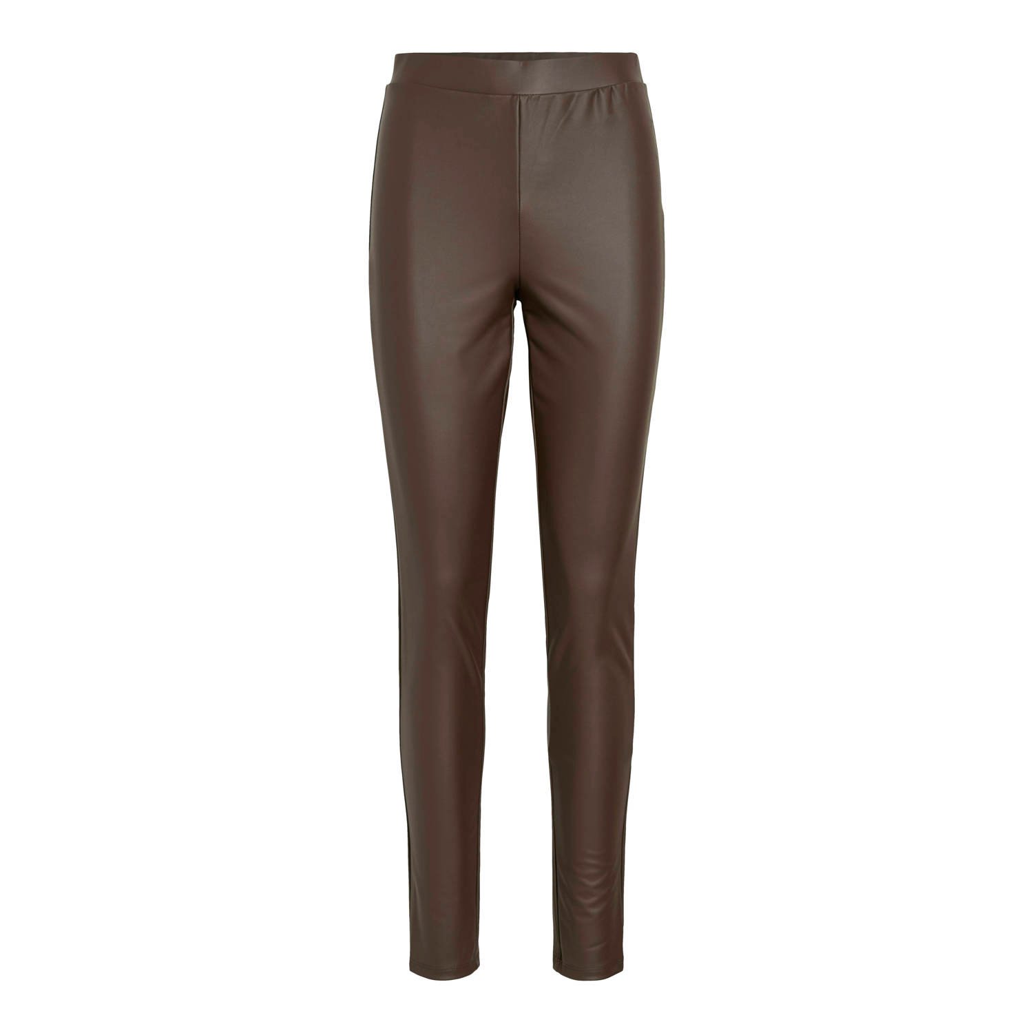 VILA imitatieleren skinny high waist legging bruin