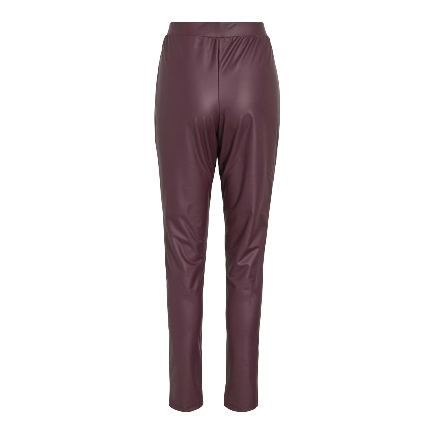 VILA imitatieleren skinny high waist legging donkerrood