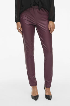 imitatieleren skinny high waist legging donkerrood