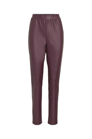 imitatieleren skinny high waist legging donkerrood
