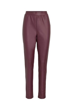 imitatieleren skinny high waist legging donkerrood