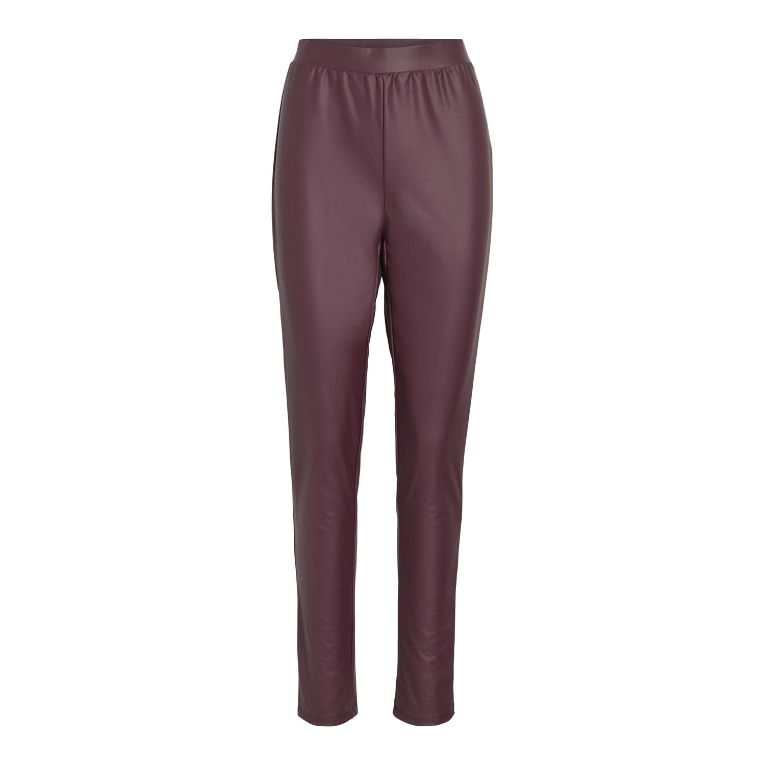 VILA imitatieleren skinny high waist legging donkerrood