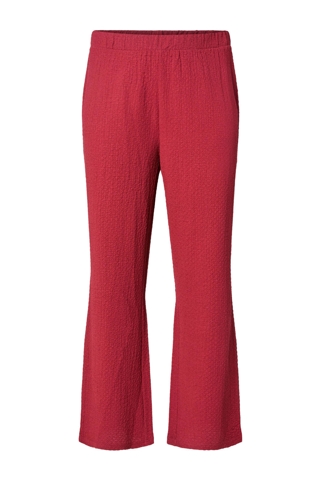 Rode dames PIECES Curve wide leg regular waist broek met effen