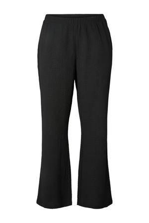 wide leg regular waist broek zwart