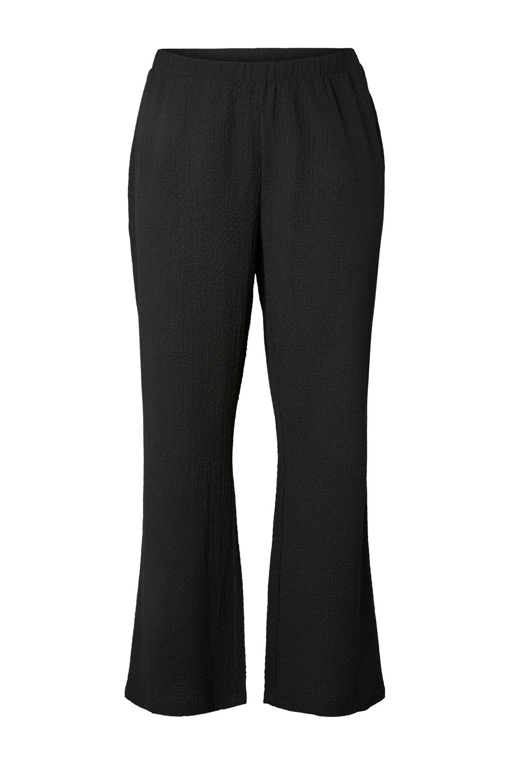 Zwarte dames PIECES Curve wide leg regular waist broek met effen