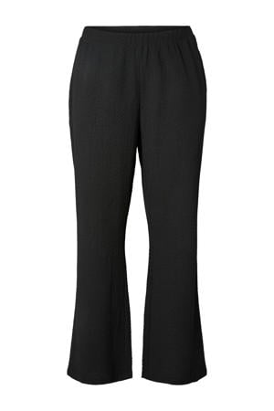 wide leg regular waist broek zwart