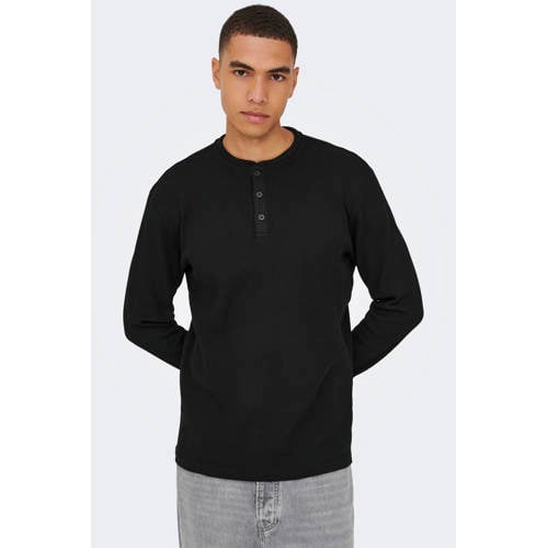 ONLY & SONS longsleeve met textuur zwart afbeelding
