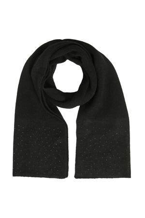 Vibrava Rhinestone Knit gebreide sjaal met wol - zwart