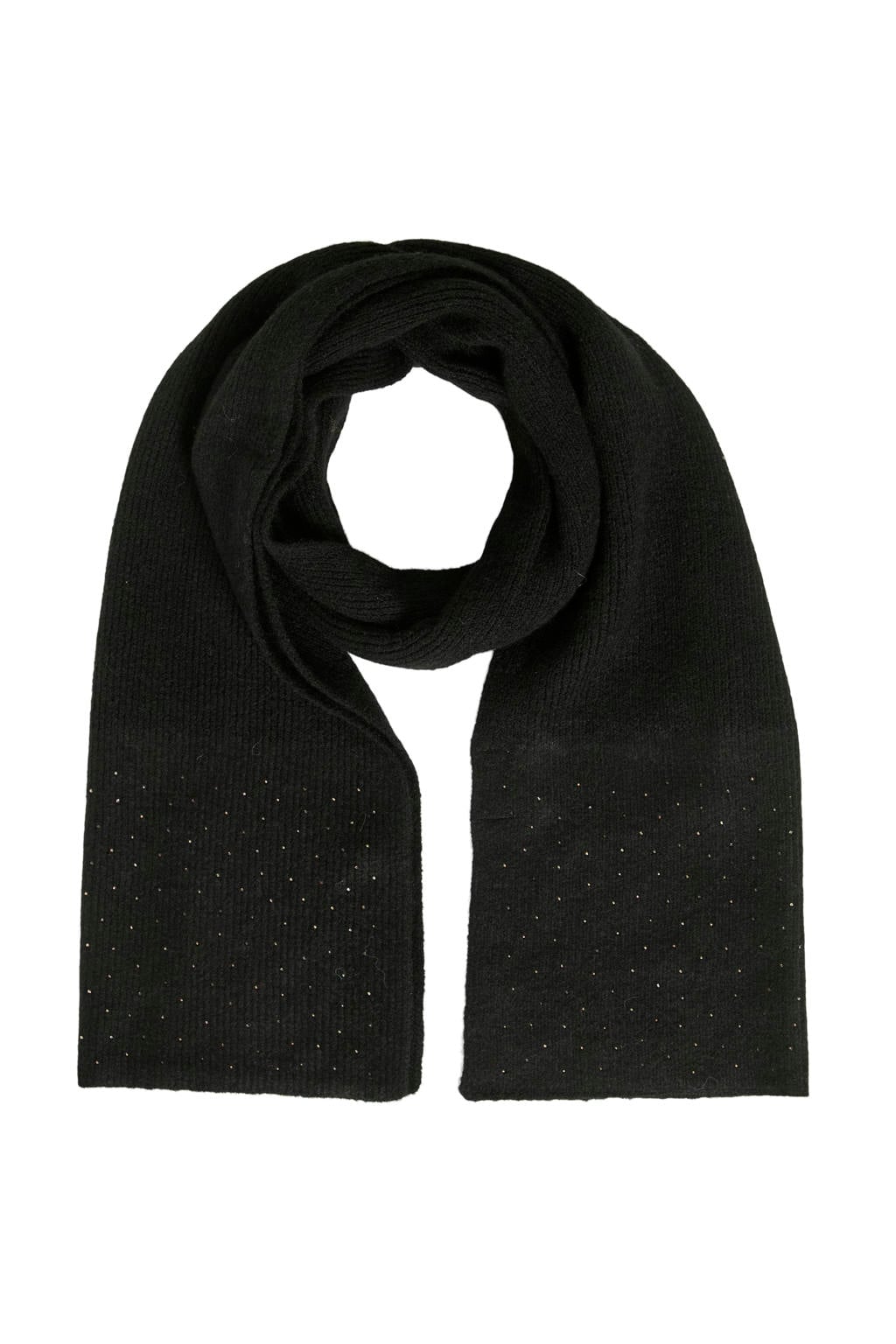 VILA Vibrava Rhinestone Knit gebreide sjaal met wol - zwart