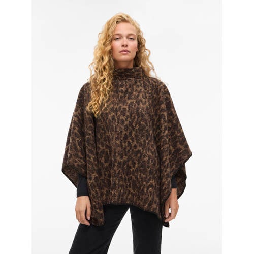 VILA poncho met panterprint VIPAULINE bruin afbeelding