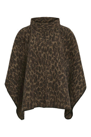 poncho met panterprint VIPAULINE bruin