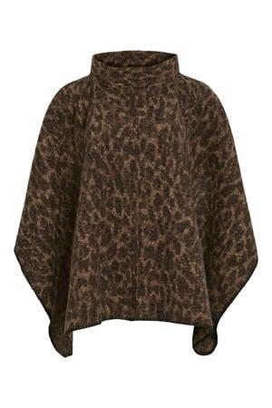 poncho met panterprint VIPAULINE bruin