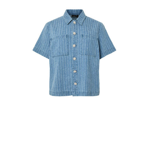 PIECES Curve denim blouse medium blue denim afbeelding