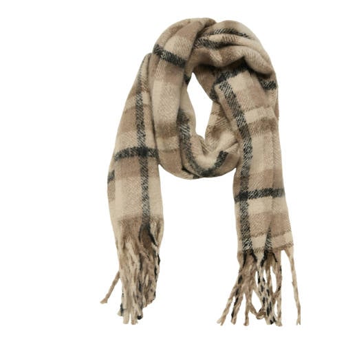 OBJECT geruite sjaal OBJMITTA beige afbeelding