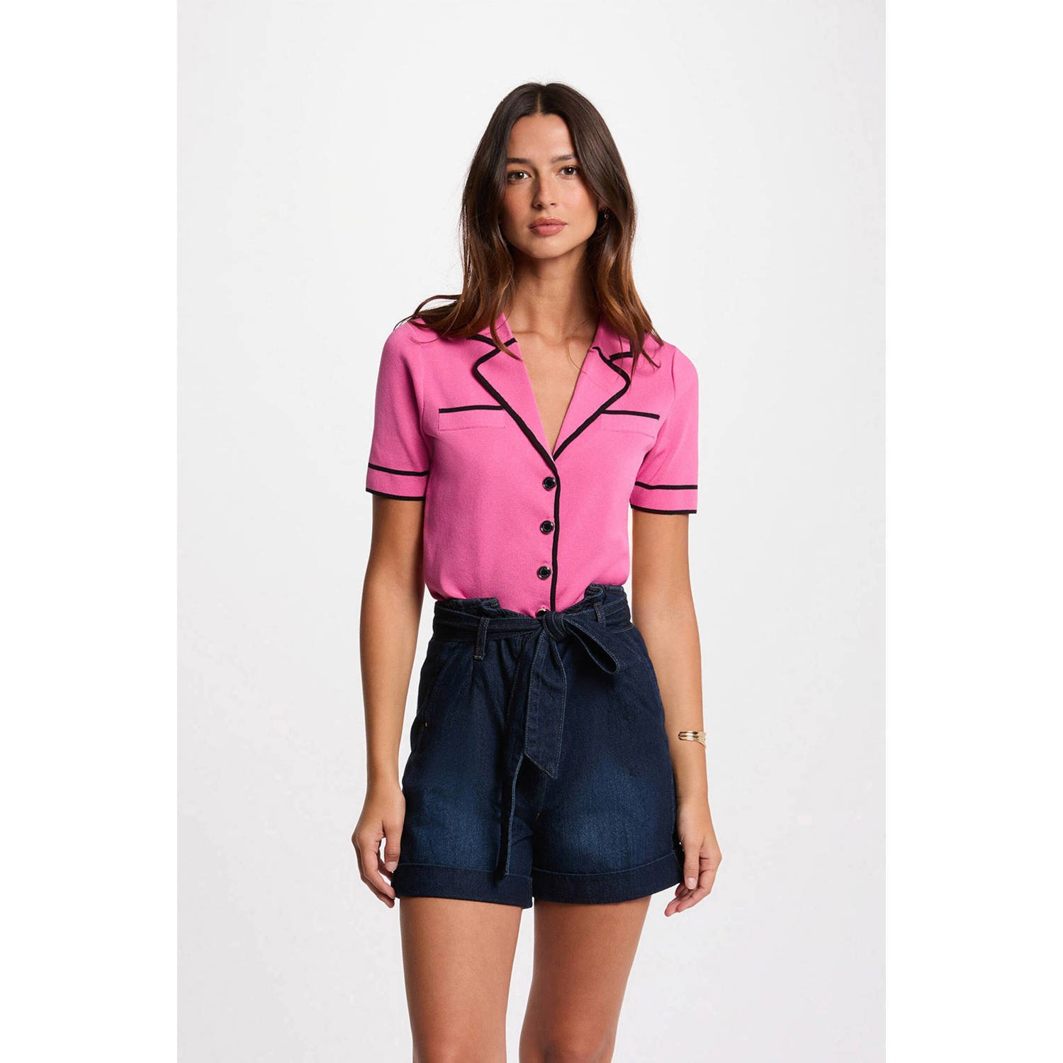 Morgan gebreid vest roze
