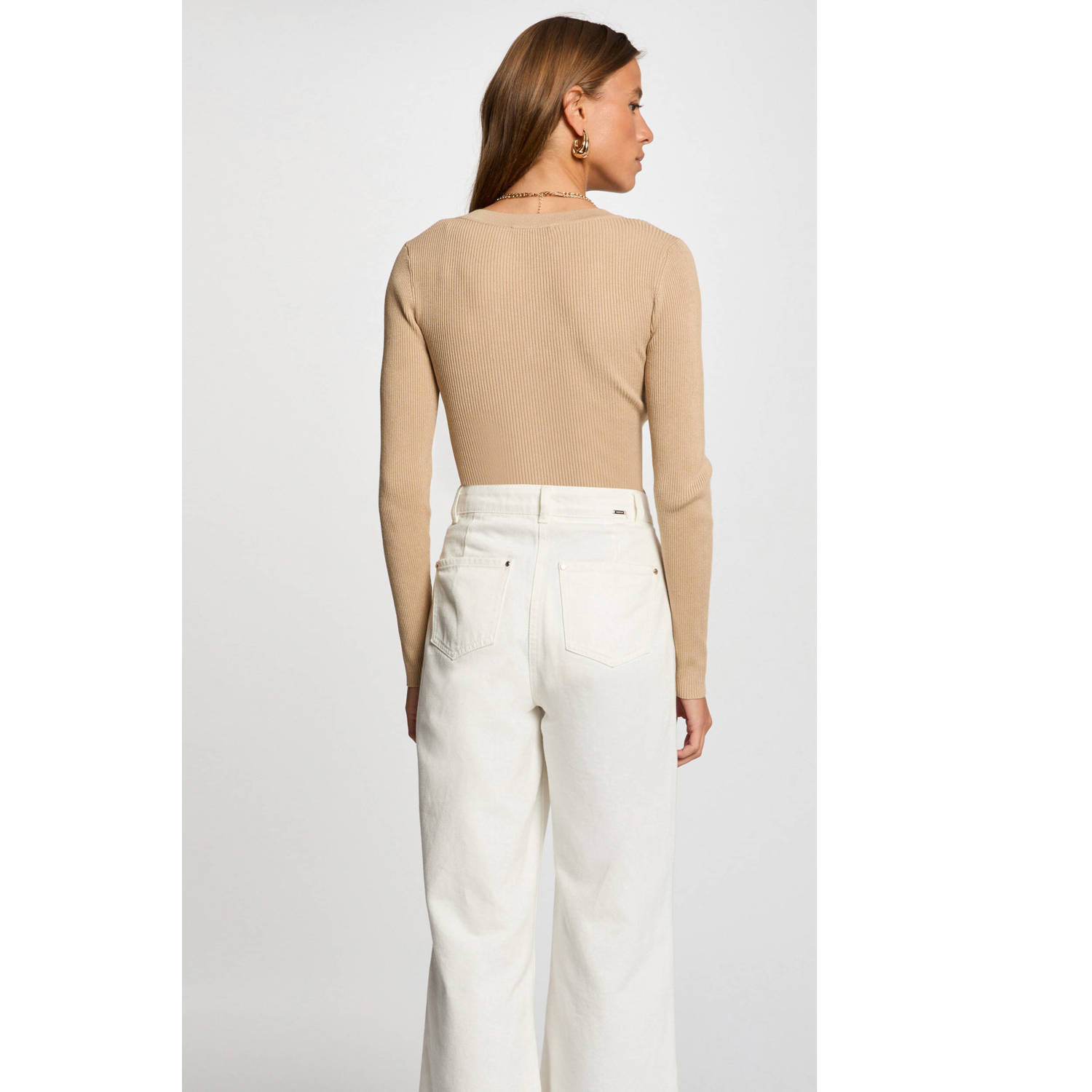 Morgan trui fijn gebreid beige