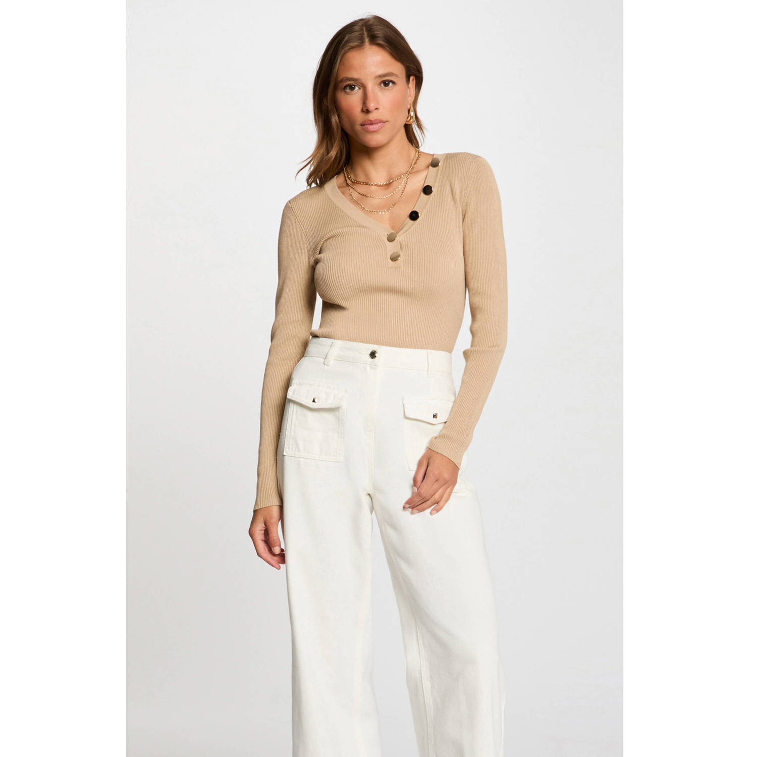 Morgan trui fijn gebreid beige
