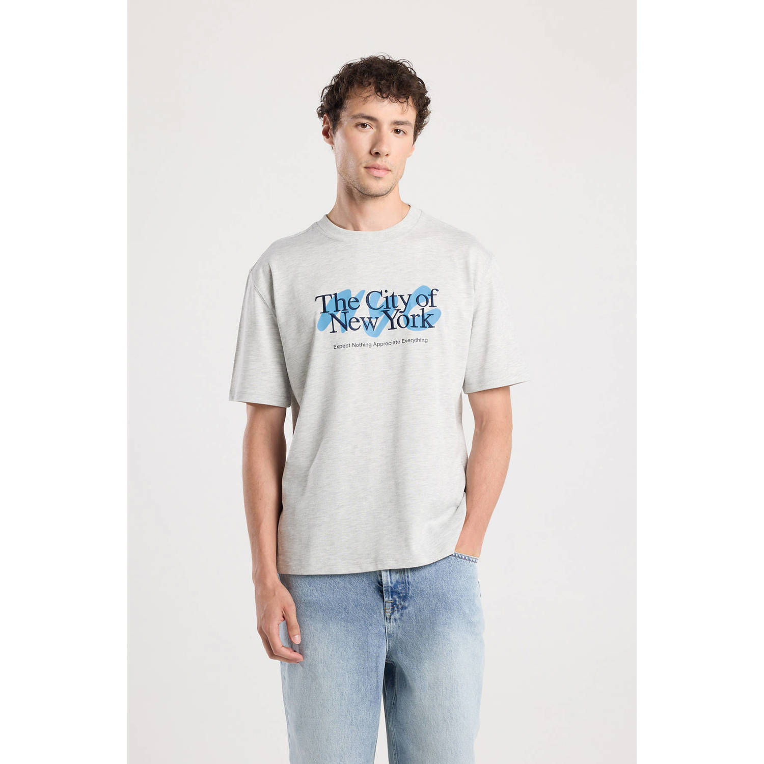 America Today regular T-shirt grijs