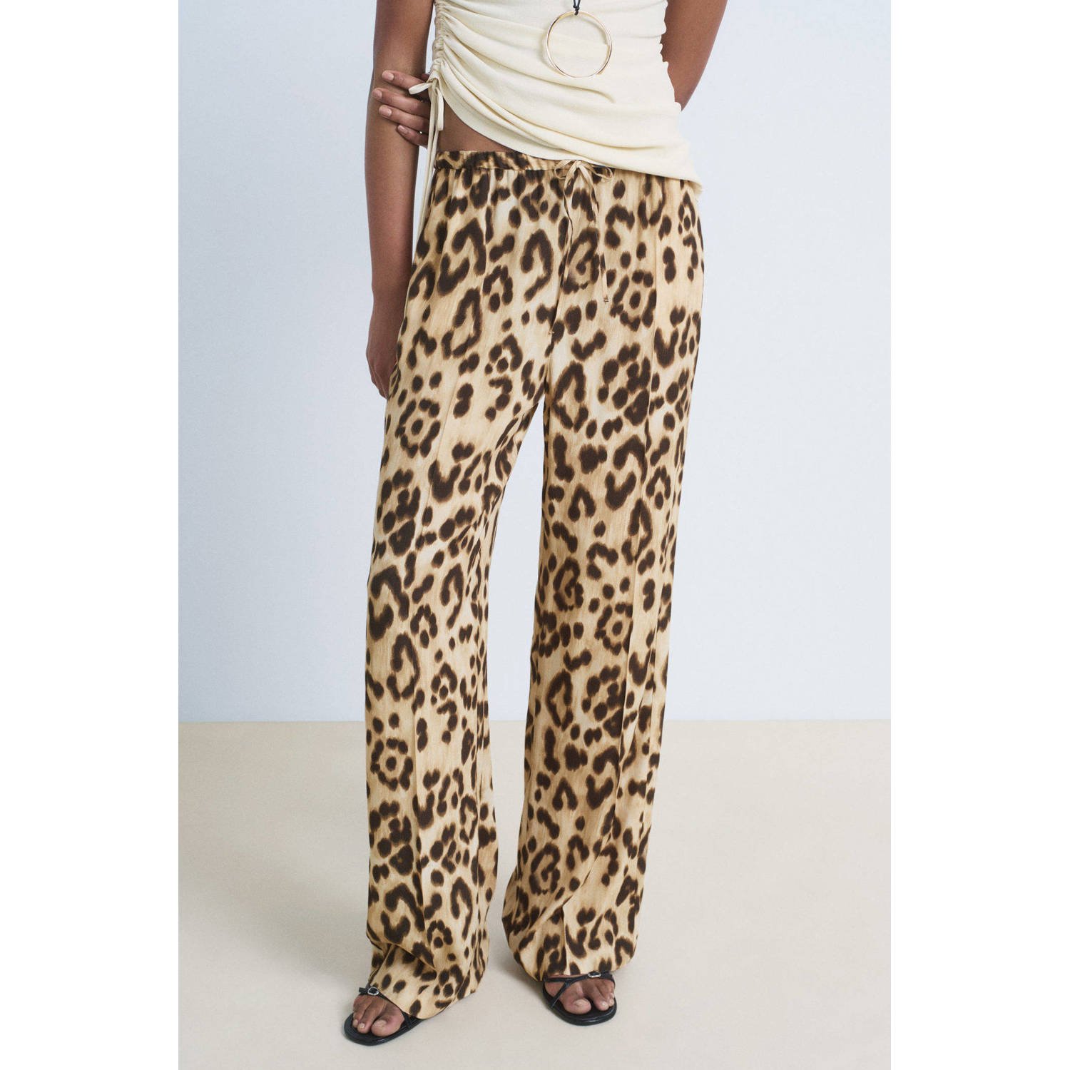 Mango high waist broek beige