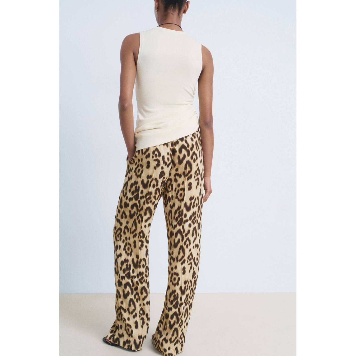 Mango high waist broek beige