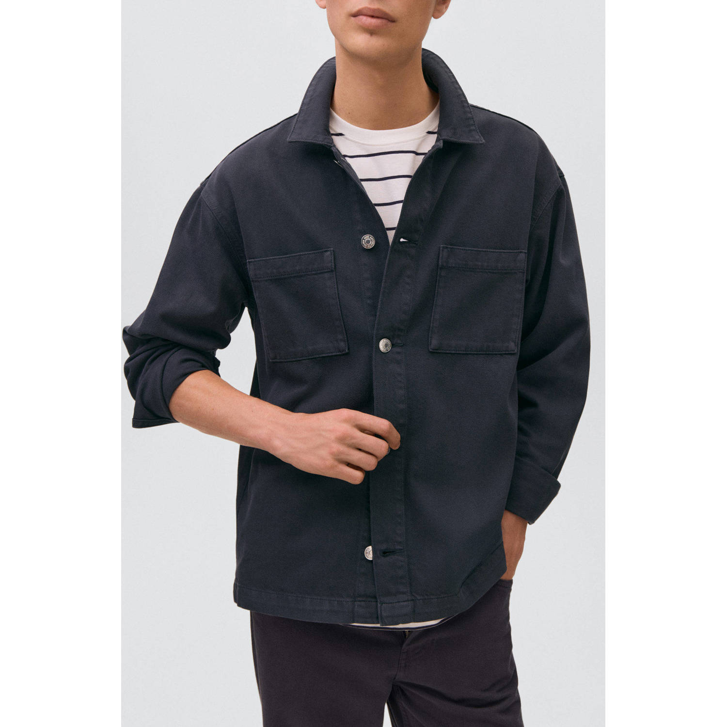MANGO TEEN overshirt donkerblauw