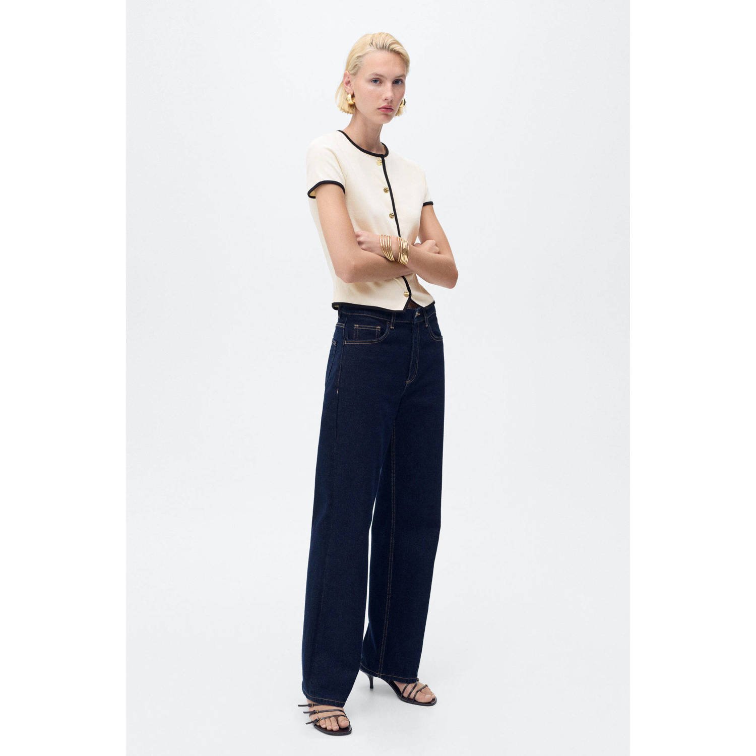 Mango gebreid vest ecru