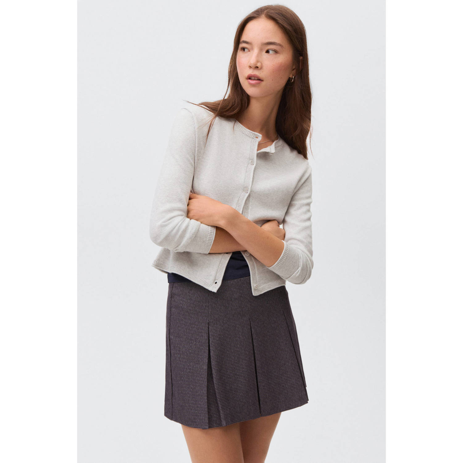 MANGO TEEN vest fijn gebreid pastelgrijs