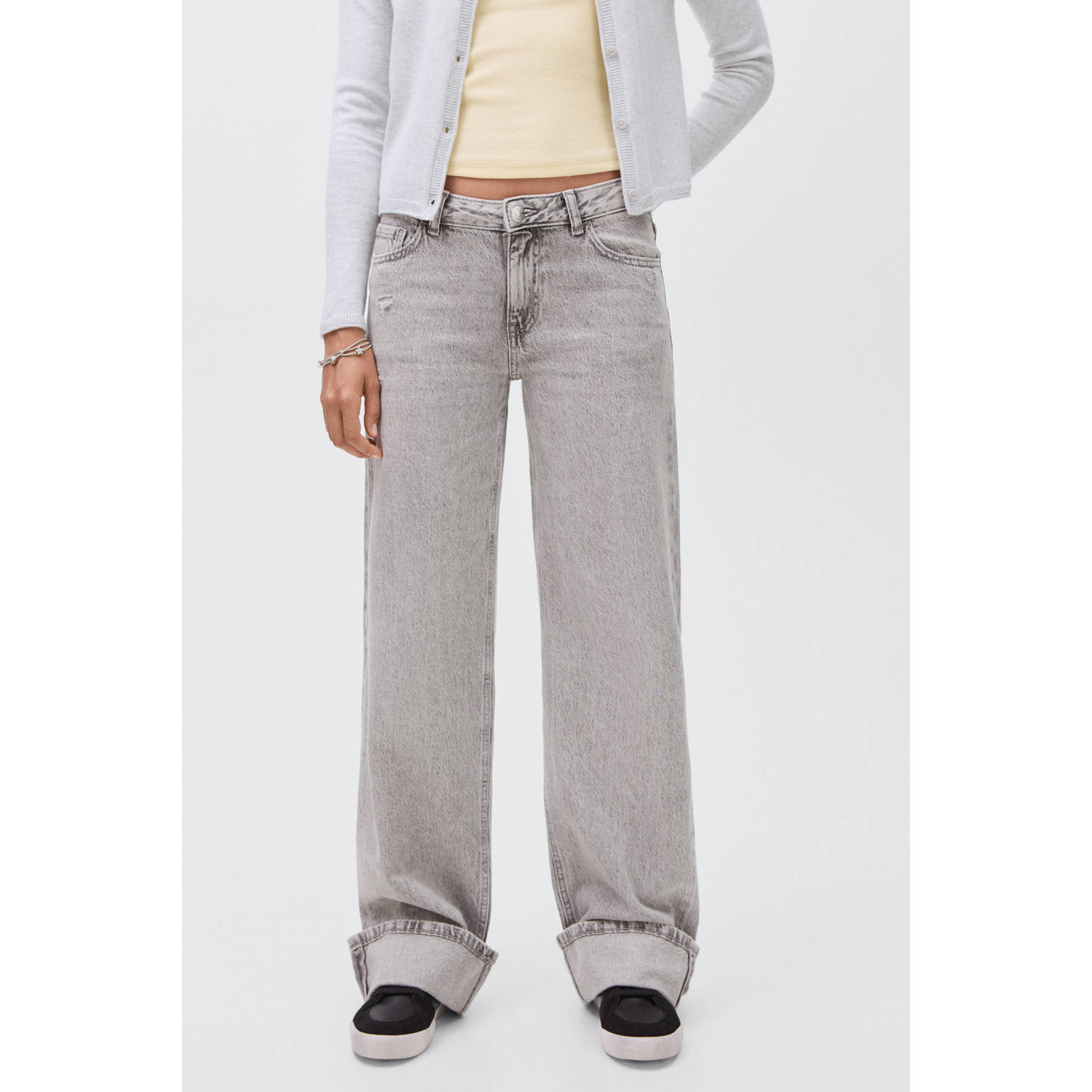 MANGO TEEN wide leg jeans grey denim