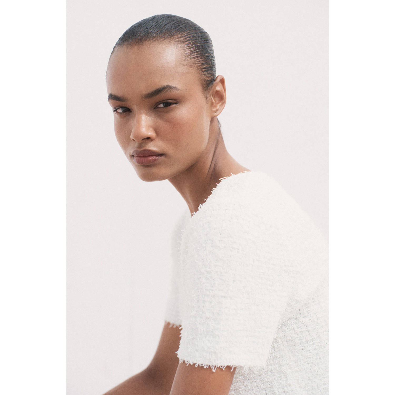 Mango gebreid vest wit