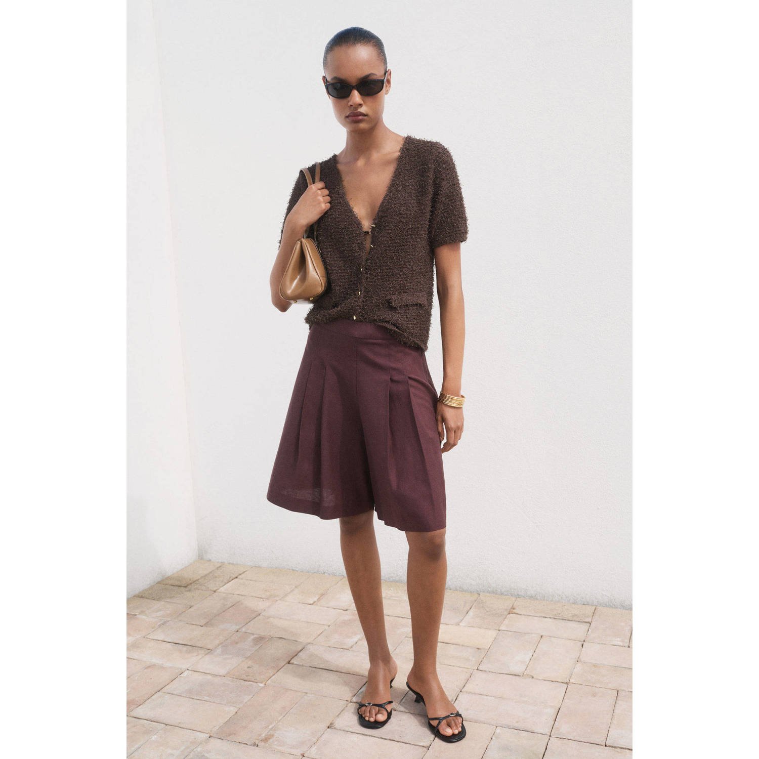 Mango gebreid vest bruin
