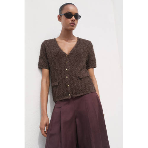 Mango gebreid vest bruin afbeelding